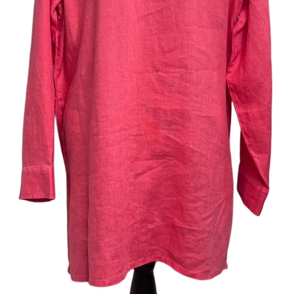 Chico's Vintage 100% Linen Breathable Sz 3 Button Down Front Tunic Top - Picture 6 of 12